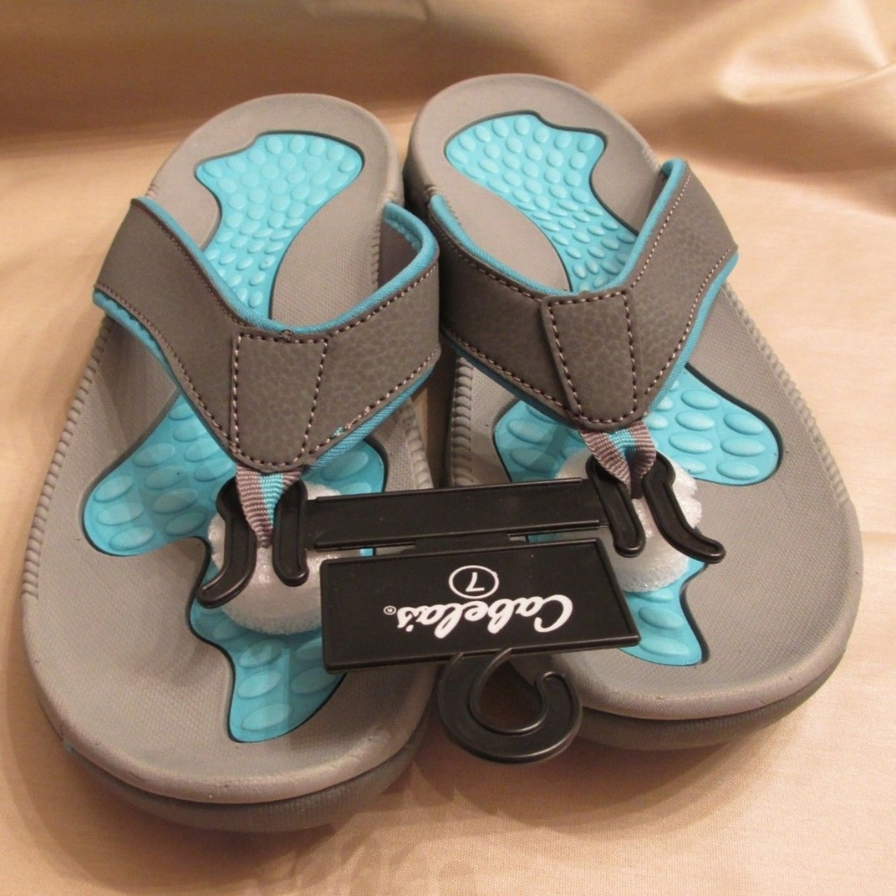 Cabela's Teal and Grey Thong Sandal*Sz 7*NEW